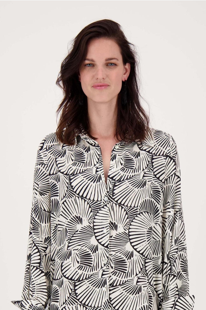 DOORKNOOP JURK MET GRAFISCHE PRINT 0301 100 7067 OFF WHITE/ZWART